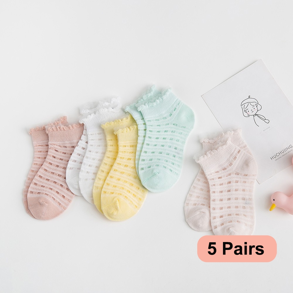 Toddler Sock Set - 5Pairs/lot 2-9Y Baby Socks Summer Cotton