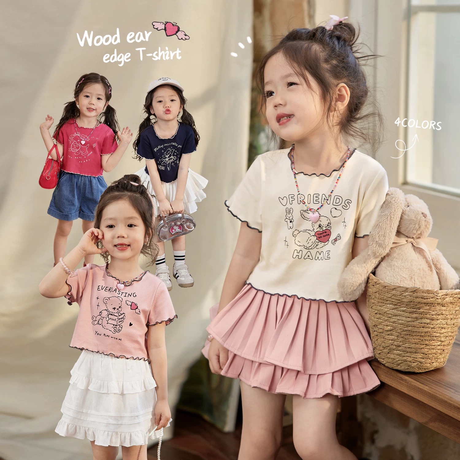 Baby Clothing Korea - Girls' Korean-Style Short-Sleeve T-Shirt, New Summer