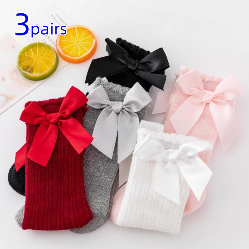 Toddler Sock Set - 3Pairs/set Baby Girls Socks Big Bow