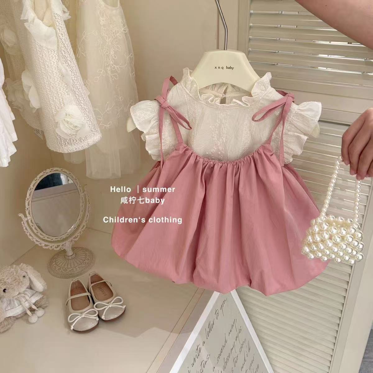 Baby Clothing Korea - Baby Girl Suspender Dress Set Children's