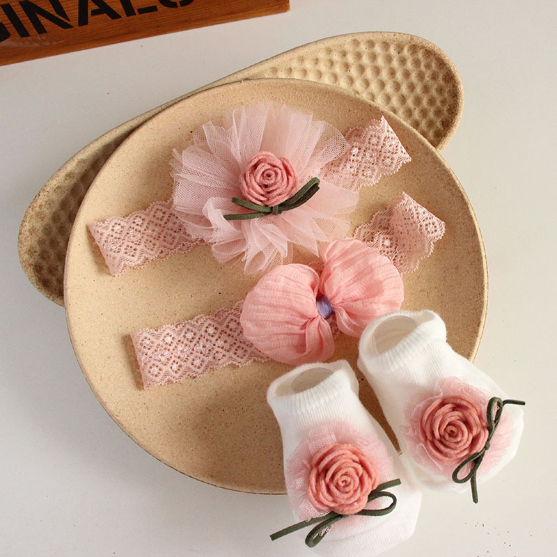 Toddler Sock Set - Summer Baby Girl Headband Socks Set