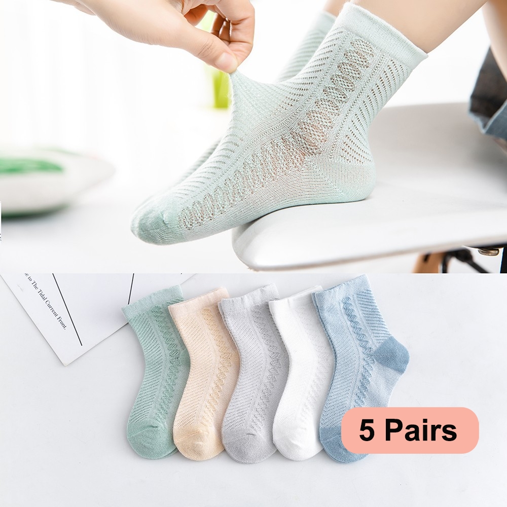 Toddler Sock Set - 5Pairs/lot 0-12 Kids Socks Summer Cotton